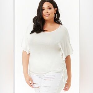 Plus Size Ruched Butterfly-Sleeve Top